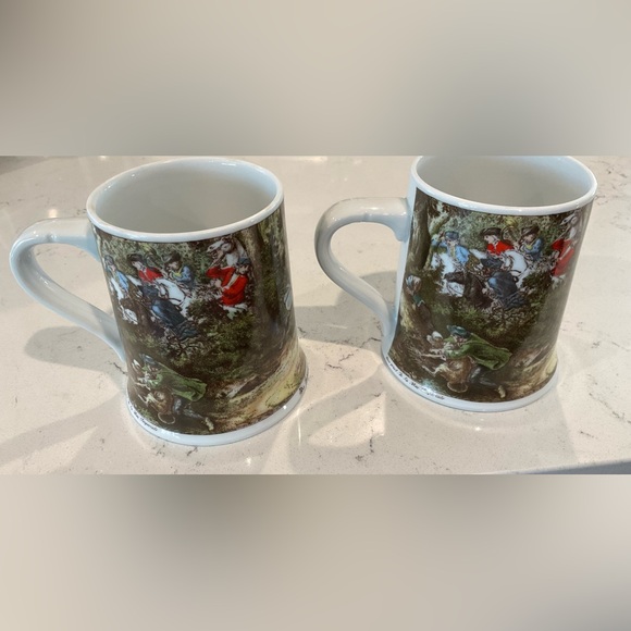 2 Beautiful Vintage Kaiser W. Germany Mugs/Hunting Theme Hounds & Horses - Picture 2 of 11